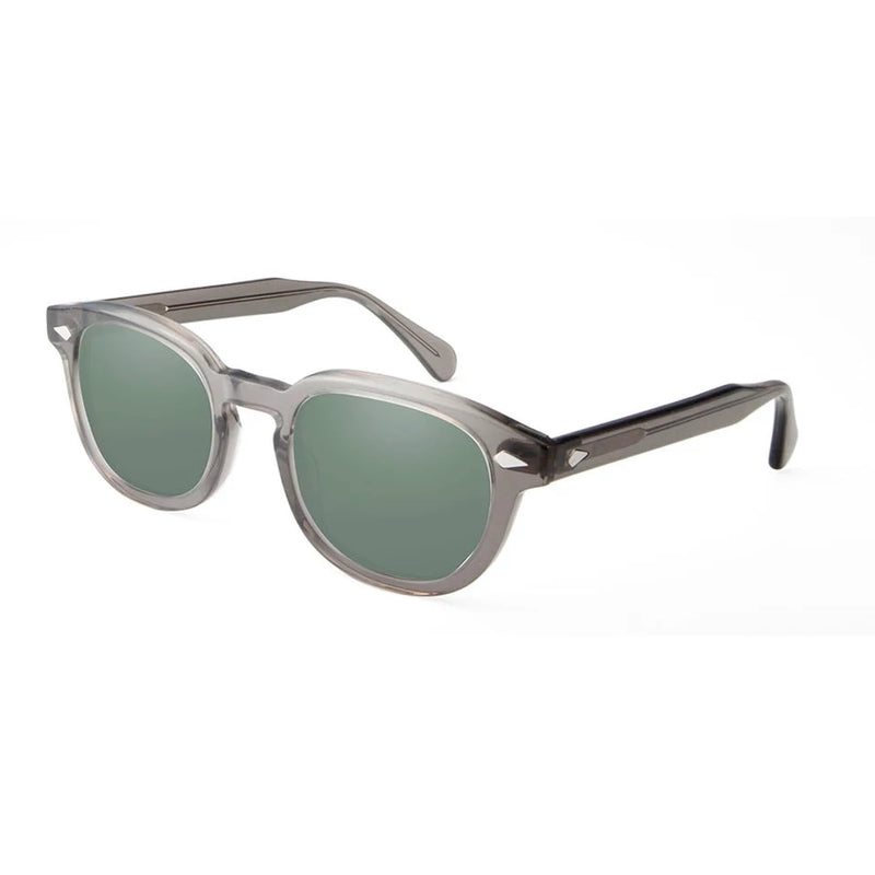 Crystal Gray Acetate Sunglasses Green Tinted Sun Glasses For Men Women Retro Round  UV400