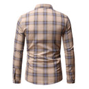 Men Vintage Plaid Button Up Dress Shirts Slim Fit Long Sleeve Shirt Men Streetwear Casual Social Shirt Male