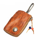 Original Leather Key Wallet for Men Short Handmade Holder Coin Purse Card Case Bag