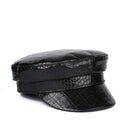 Winter Women Genuine Leather Navy Hat Female Retro Simple Flat Top Caps Beret