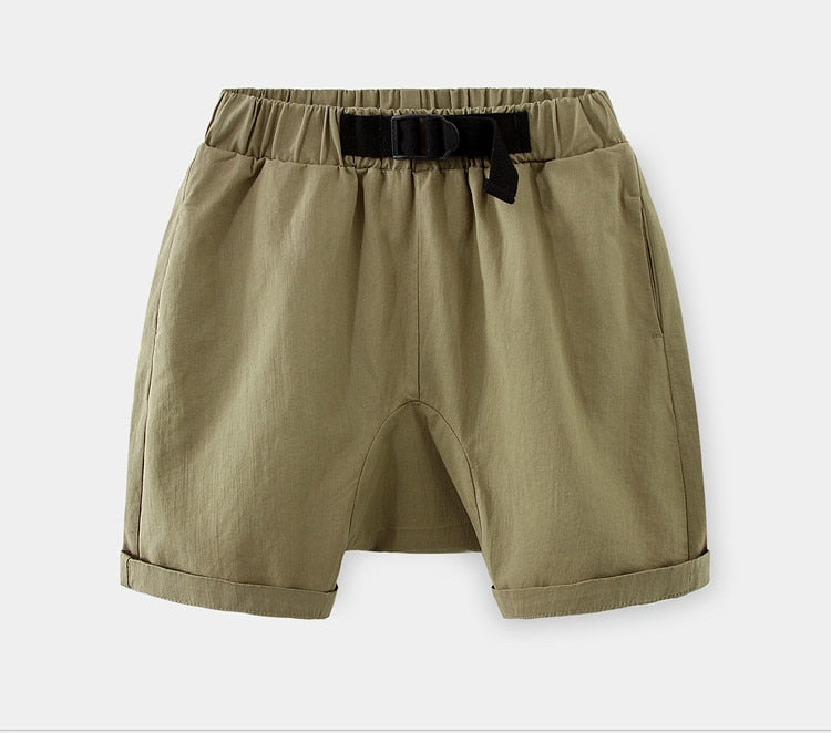 Summer Sports Cotton Pocket Handsome Elastic Sports Crotch Belt Cotton Shorts For Kids Baby Boys