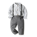 Boys Jumpsuits Suit Kids Clothing Set Baby Boy Romper Children Winter T-Shirt Overalls Striped Toddler Birthday Wedding Clothes
