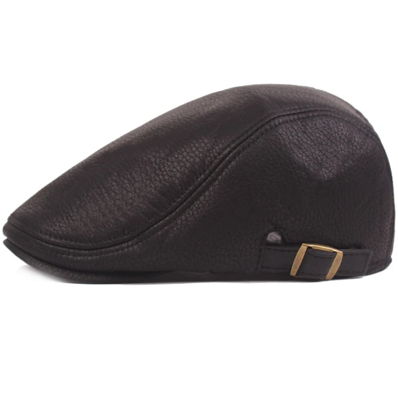 Berets Autumn Winter Cap Hats for Men Leather Hat Male Flat Cap Artist Painter Hat Men Beret Cap