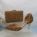 Lace Flower Wedding Shoes And Bags Set Pearl shoe with matching purse