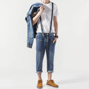 Casual Denim Overalls Men Spring Autumn Slim Jean Jacket and Pants Jumpsuit