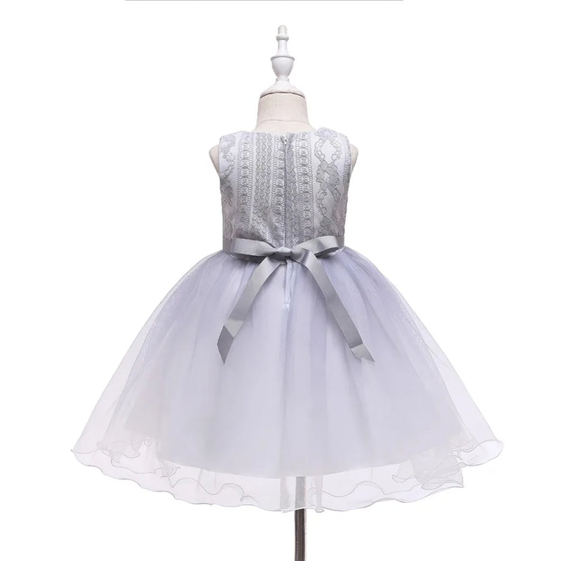 Elegant Hollow Lace Girls Dresses Sleeveless Kids Clothing for Children Princess Party Costumes