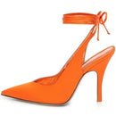 Summer Sandals Woman Cross-tied High Heels Wedding Shoes Woman Pointed Toe Party Ladies Shoes