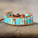 Latest Leather Wrap Bracelets Jaspers Lapis Chain Cuff Bangles Bracelets Bohemian Punk Jewelry