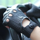 Leather Gloves Male Thin Driving Fingerless Breathable Semi-Finger Gloves