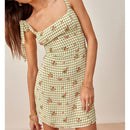 Women Dresses Summer Plaid And Floral Vacation Casual Beach Dress Sleeveless Sexy Tie Strap Mini Dress Woman Sundress