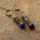 Natural Stone Women Dangle Earrings Labradorite Lapis Lazuli Drop Earrings Vintage Gifts Jewelry