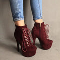 Women Ankle Boots Heel Zipper Boots Red Black Ladies