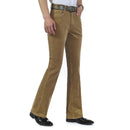 Men's Autumn Spring Corduroy Boot Cut Pants Male Mid Waist Casual Flares Trousers