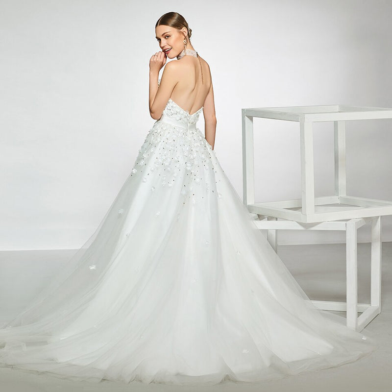 Wedding dress appliques beading a line floor length simple bridal gowns wedding dress