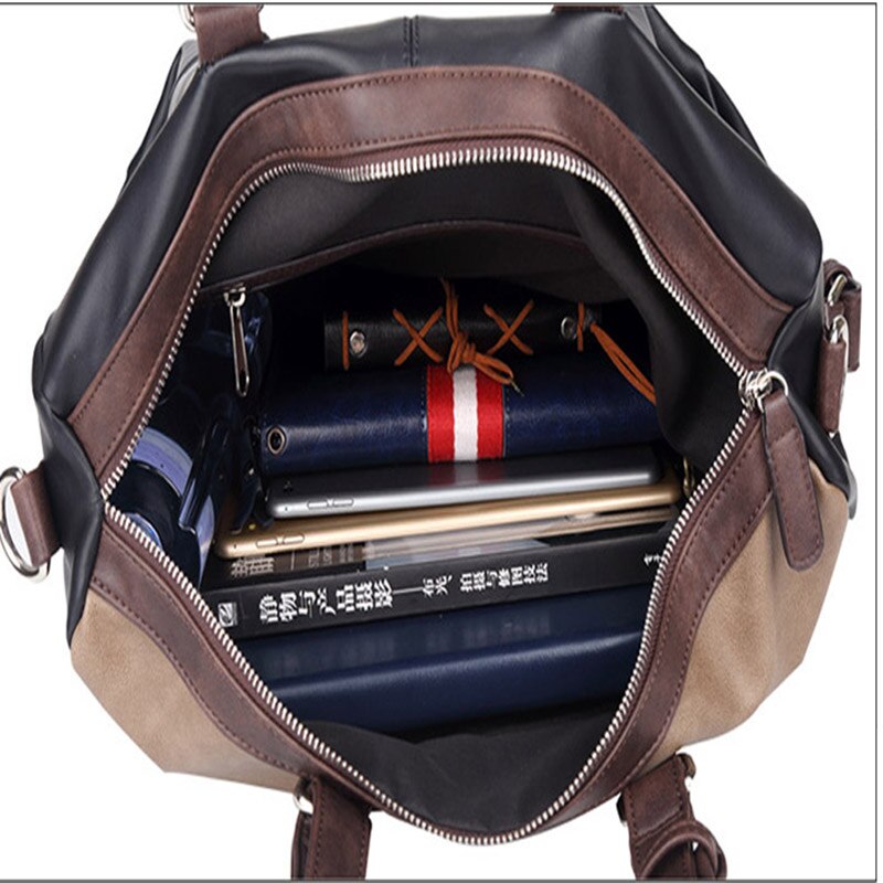 Leather Duffle Bags Business Handbag For Male Luggage Bucket Travel Handle Bag Large Shoulder Tote Bags