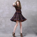 spring and summer retro lace stitching large pleated Bohemian chiffon dress