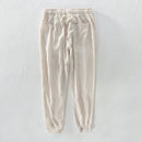 Ankle-length pants men linen and cotton loose white trousers men elastic waist pants men