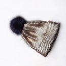 Women Winter Gold Silver Women Knitwear balaclava hair ball winter cap hats for women beanie hats