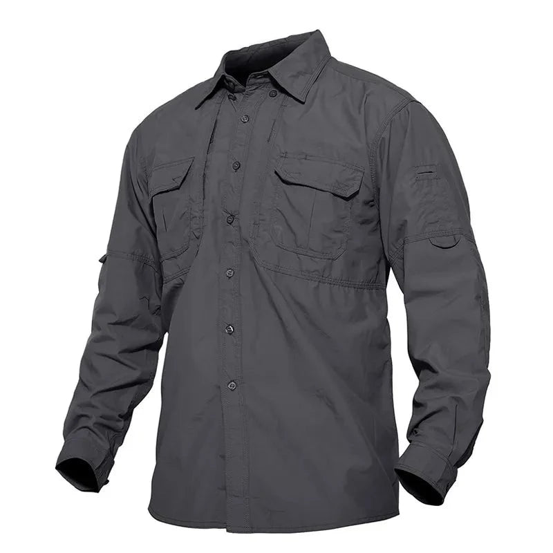 Men's Tactical Shirts Summer Lightweight Quick Drying Shirts Army Military Shirts Long Sleeve Outdoor Work Cargo Shirts