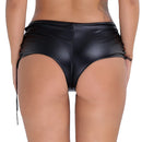 Women Patent Leather Lace Up Bandage Performance Shorts