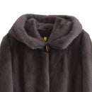 Winter Genuine Mink Fur Coats For Women Natural Mink Full Pelt Coat with Hood Overcoat Real Mink Fur Coat Hooded