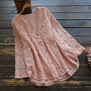 Spring women embroidery loose tops long sleeve cotton shirts