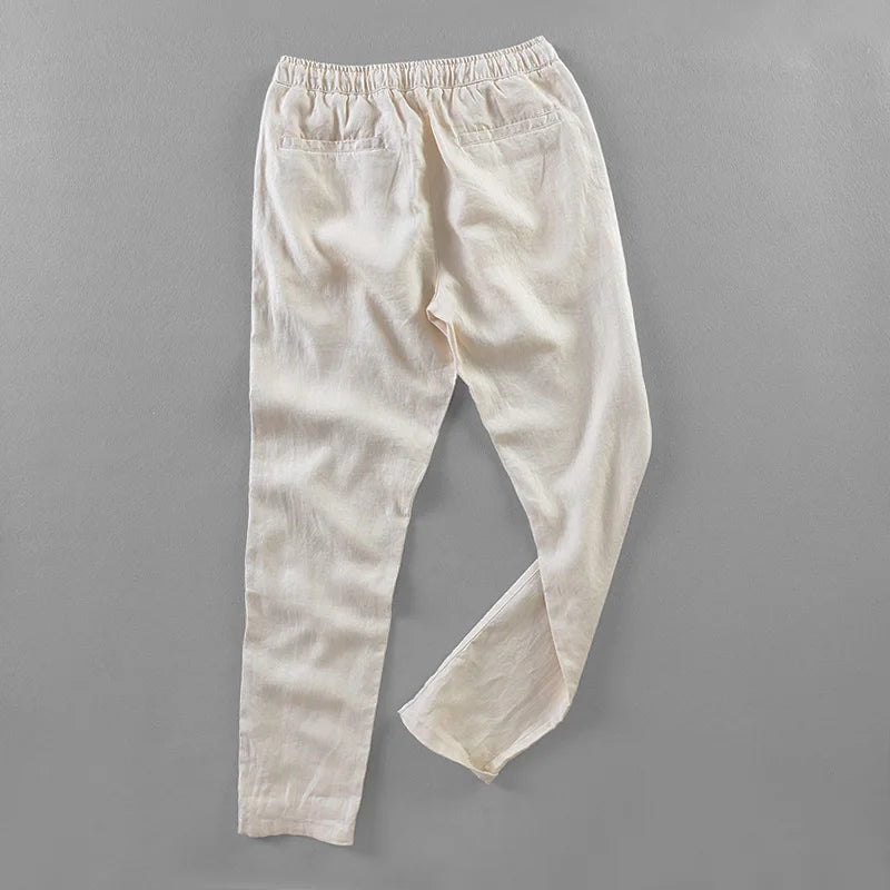 Men linen trousers men long elastic loose pants men