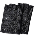 Leather Half-finger Short Thin Gloves Women Rivet Rock Punk Fingerless