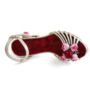 Flower golden women sandals birdcage strange heels ankle strap buckle ladies sandal woman shoes