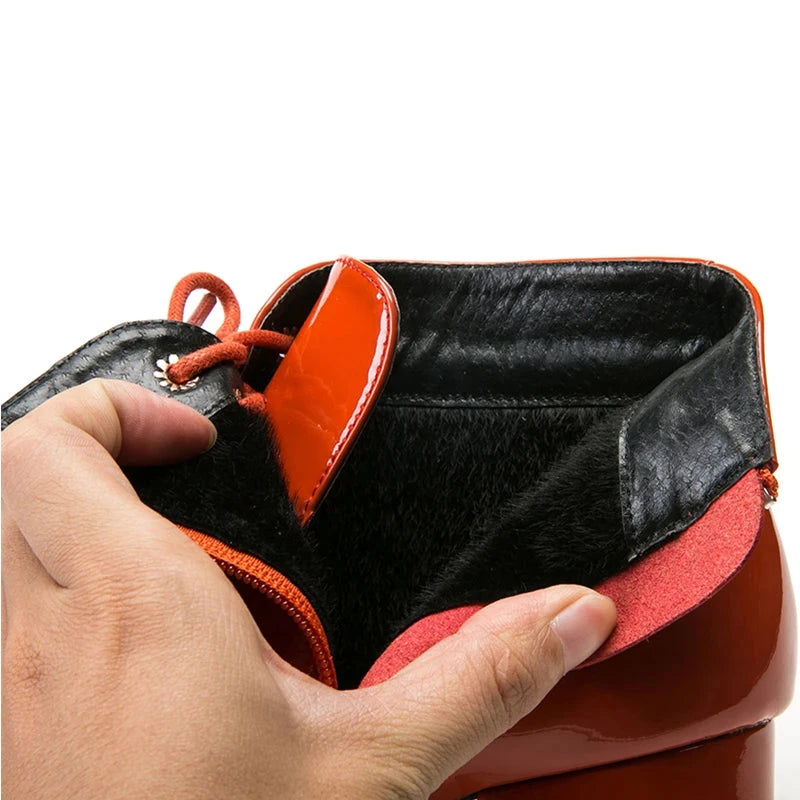 Leather Women Winter Boots woman Boots short plush insole zipper shoes