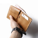 Handmade Leather Square Wallet Unisex Short Pocket Wallet with Coin Pocket