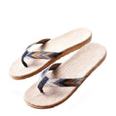 Men Linen Flip Flops Sandals Flat Non-Slip Linen Slides Home Slippers Casual Straw Beach Shoes