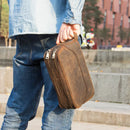 Genuine leather men's cosmetic bag male vintage wash bags man's make up bags travel organizer