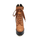 Winter Ankle Boots For Women Shoes Platform Buckle Punk Heel Motorcycle Boot Brown Shoes Woman