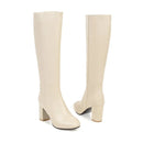 Autumn winter boots women square toe zip high heels shoes knee high boots women