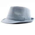 Spring Summer Hat Denim Classic Panama Cap Derby Bowler Fedora Hat Solid Plain Fedoras