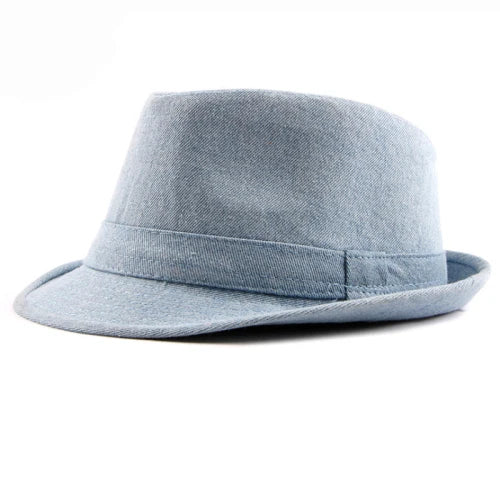 Spring Summer Hat Denim Classic Panama Cap Derby Bowler Fedora Hat Solid Plain Fedoras