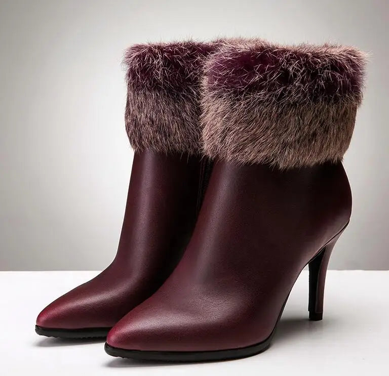 Woman Winter Boots leather ankle boots for women
