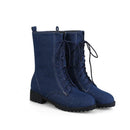 Denim mid-calf boots med flat with heel blue short women's winter boots jeans adhesive women shoes