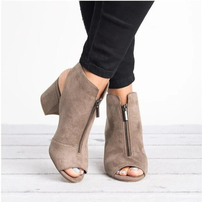 Summer Shoes Women Sandals Dress Shoes Casual Rome Peep Toe Med Heels Heel Shoes Sandals