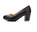 Square High Thick Heeled Shallow Basic Ladies Pumps