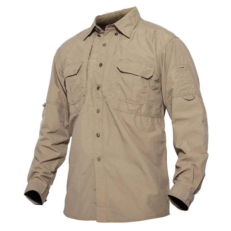 Men's Tactical Shirts Summer Lightweight Quick Drying Shirts Army Military Shirts Long Sleeve Outdoor Work Cargo Shirts