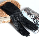 Women Winter Genuine Leather Thin Gloves Female Plaid Knitted Evening Show