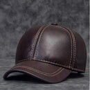 Winter Male Genuine Leather Baseball Caps Outdoor Hockey Golf Fishing Black/Brown Trucker Hat For Man