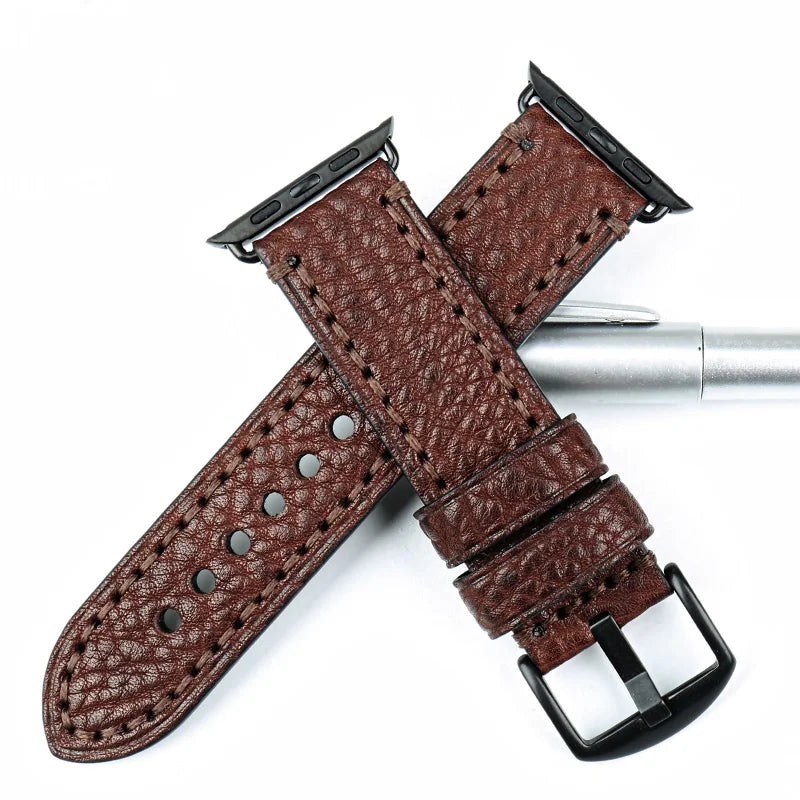 Genuine Leather Watch Strap Replacement For Apple Watch Band 44mm 40mm 45mm 41mm iWatch Watchband