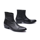 Genuine Leather low heel zip ankle boots black oxford pointed toe Martin boots party wedding shoes