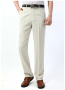Men Summer Linen Pants beige Straight Loose Formal trousers men