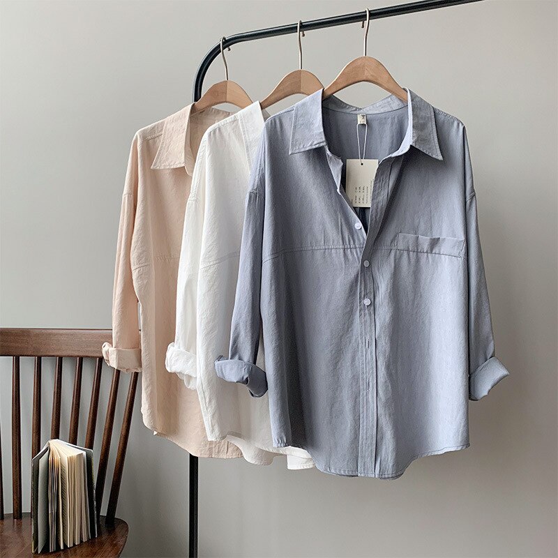 Autumn Women Cotton Blouse Long Sleeve Women Tops And Blouses Vintage Women White Shirts