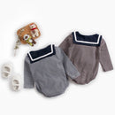 Autumn Baby Clothes Navy Collar Long Sleeve Striped Jumpsuit Active Unisex bodysuit toddler baby boy Outfits Cotton Infant sets
