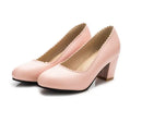 Square High Thick Heeled Shallow Basic Ladies Pumps